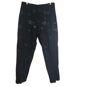 Vintage Sharon Endick Kate Womens 12 Black Swirl Print Pants Made in USA
